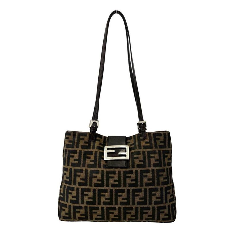 Fendi Zucca FF Canvas Leather Tote Bag